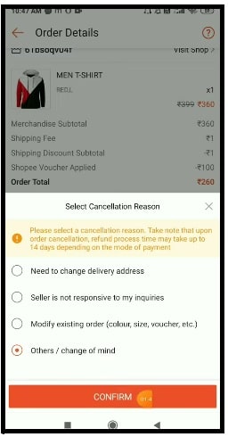 cancelling order in shopee