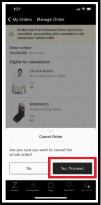 why i can t cancel my order in zalora