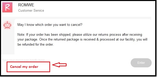 romwe cancel order