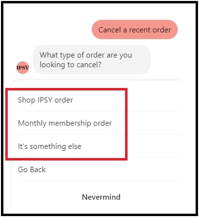 how to cancel an order on IPSY